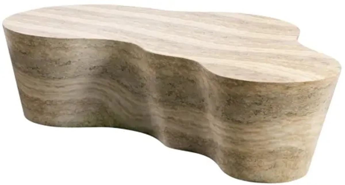 Slab Faux Travertine Coffee Table