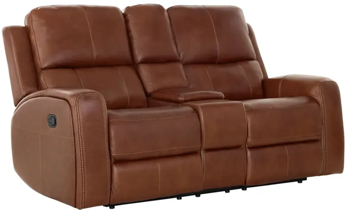 Lawrence Leather Reclining Console Loveseat