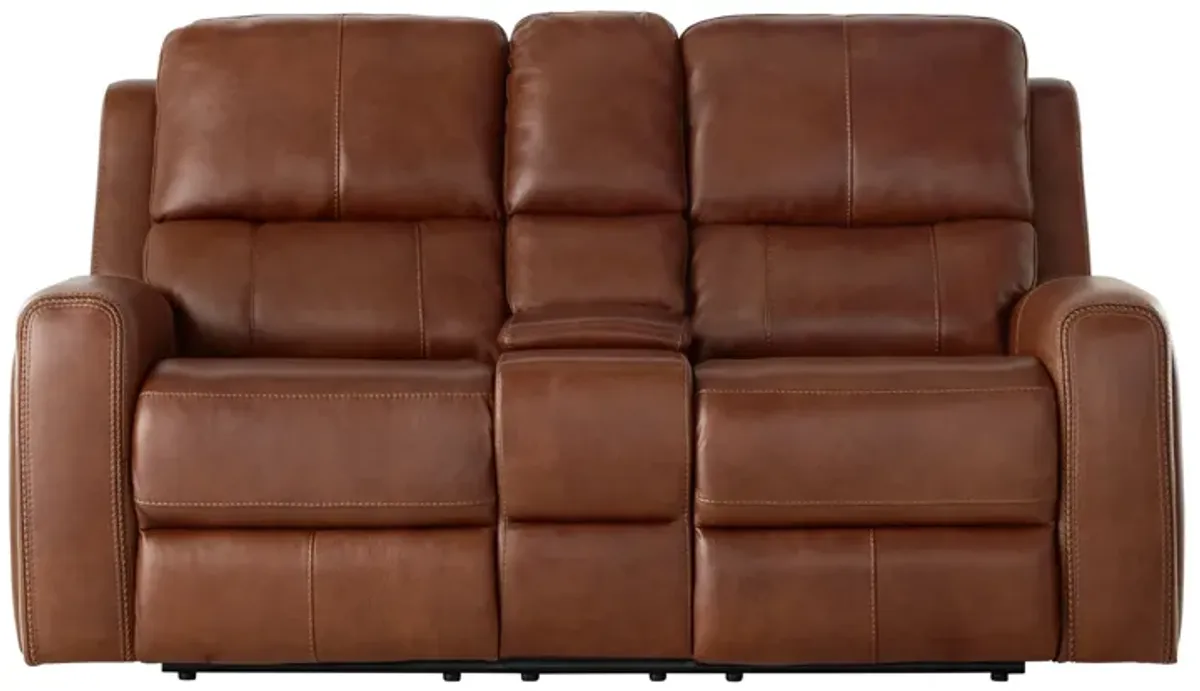 Lawrence Leather Reclining Console Loveseat