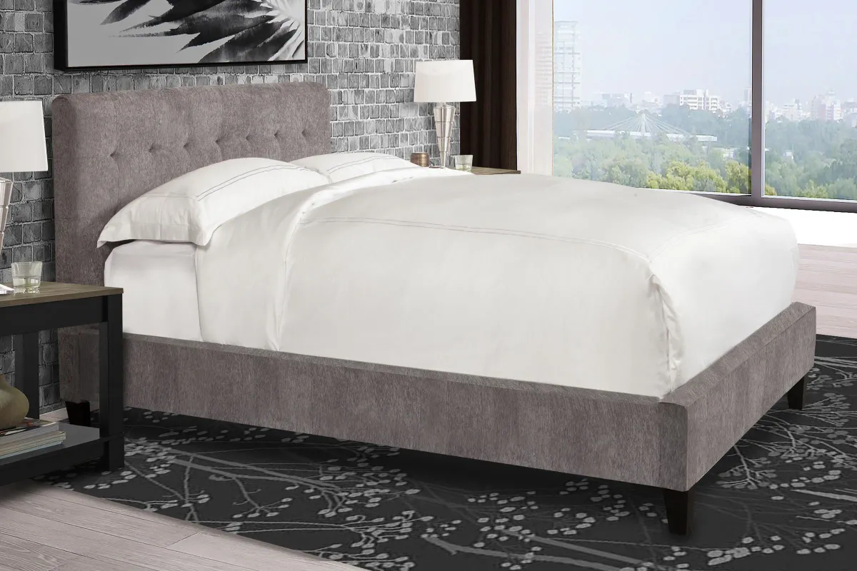 Collins King Grey Upholstered Bed