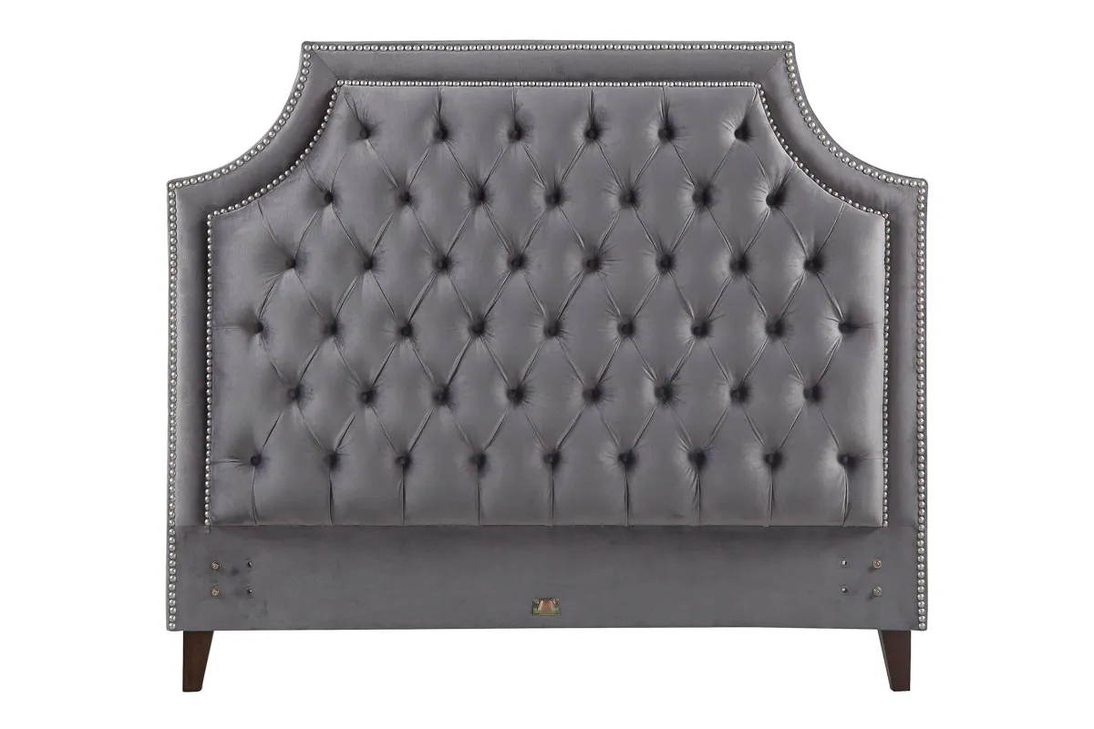 Josie Queen Grey Upholstered Bed