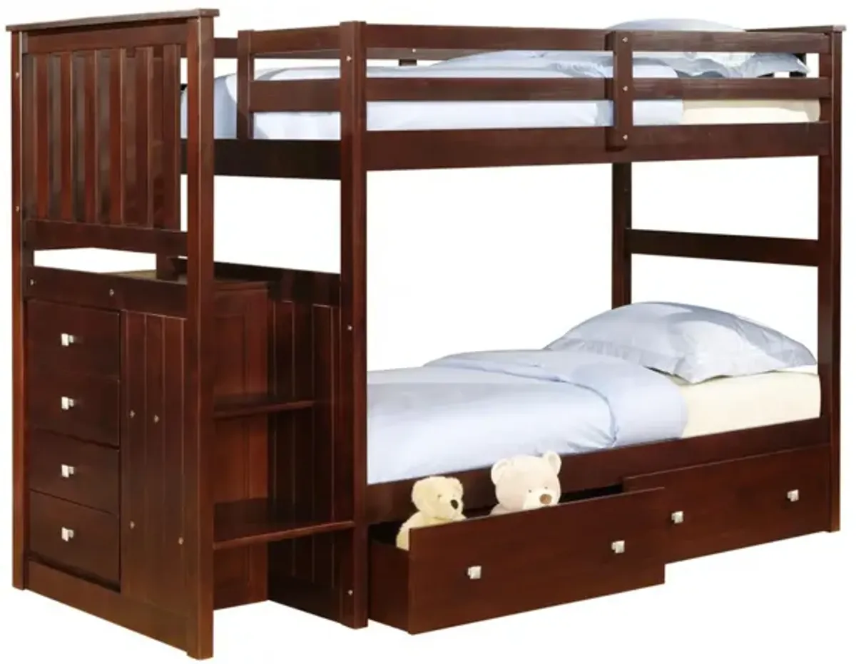 Palmer Brown Twin Stair Bunk Bed