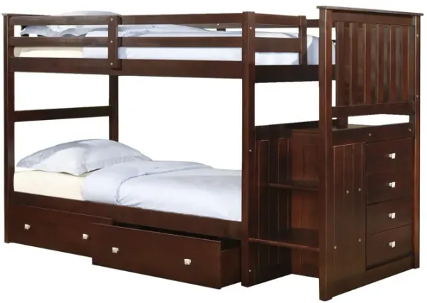 Palmer Brown Twin Stair Bunk Bed