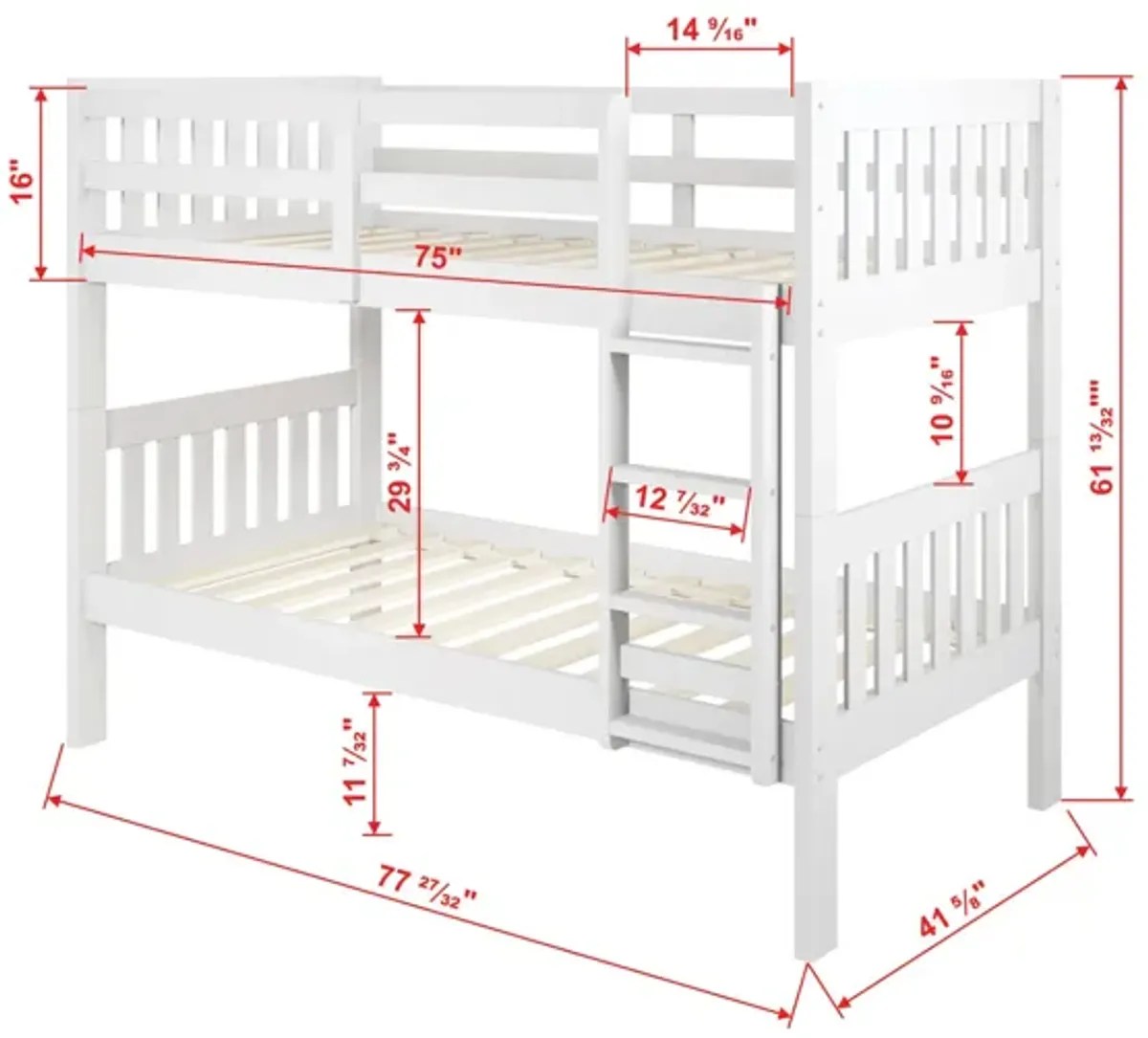 Palmer White Twin/Twin Bunk Bed