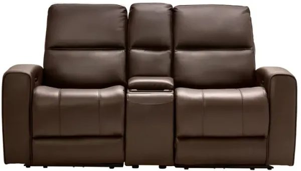 Rocco Brown Dual Power Reclining Console Loveseat with Bluetooth