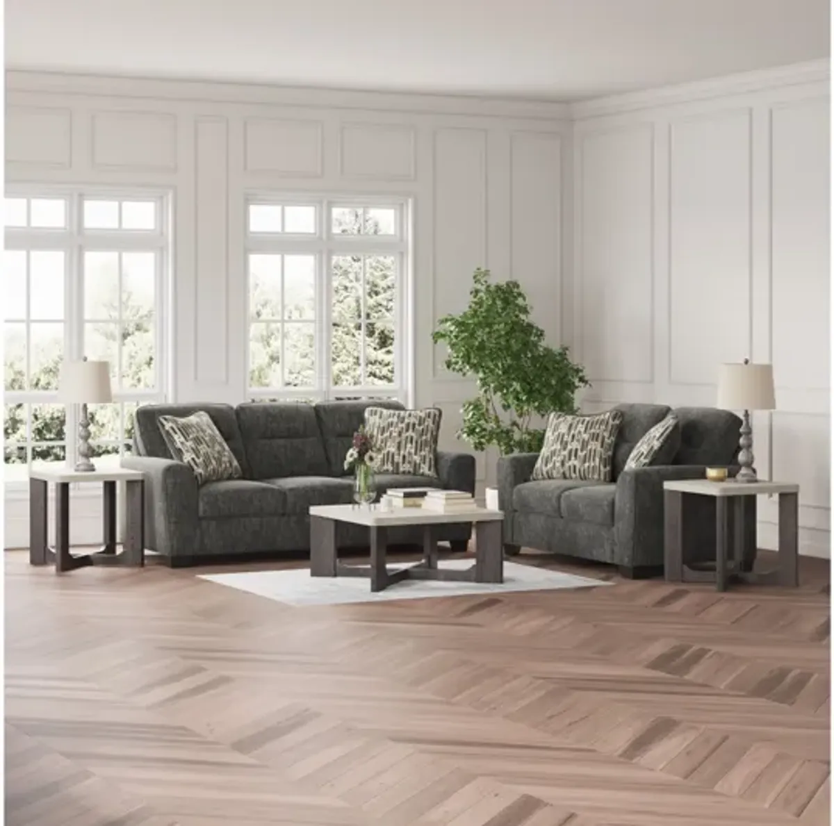 Lonoke Gunmetal 5-Piece Living Room Set