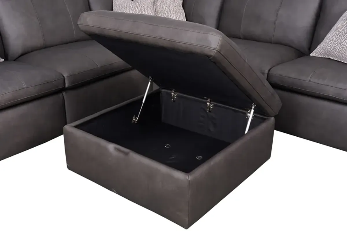 Lance Leather Storage Ottoman with Casters