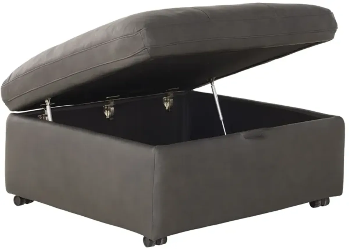 Lance Leather Storage Ottoman with Casters