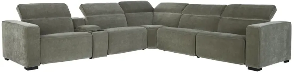 Drift Green Dual Power Reclining 6-Piece Sectional