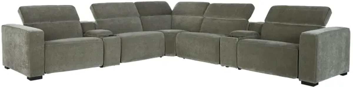 Drift Green Dual Power Reclining 7-Piece Sectional