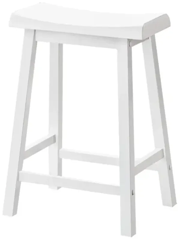 Monarch Specialties I 1533 - White Saddle Seat Bar Stool (Set of Two)