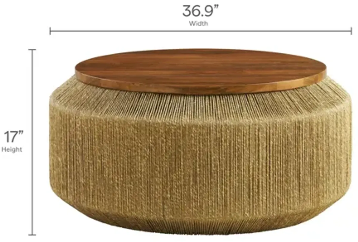 Maris Seagrass and Wood Coffee Table by Modway