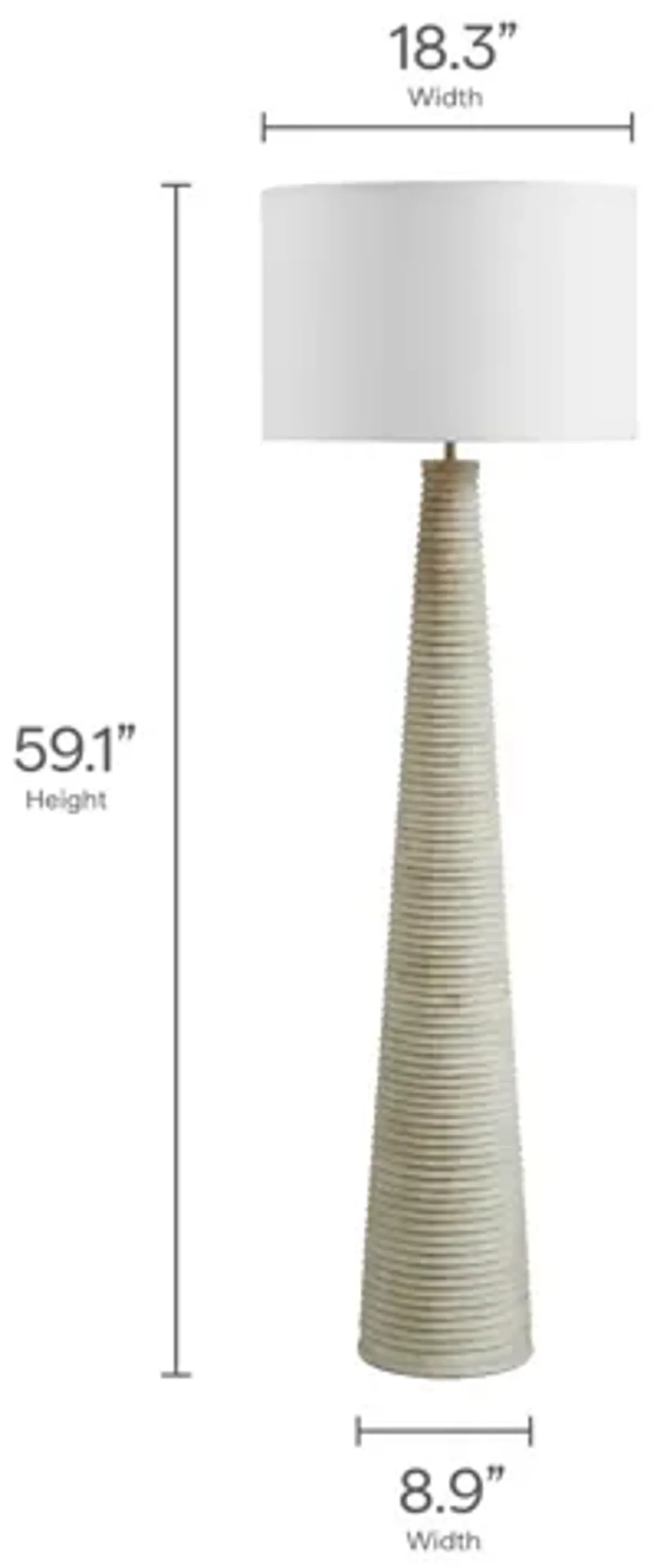Saylor Carved Ribbed Wood Floor Lamp With Drum Shade by Modway