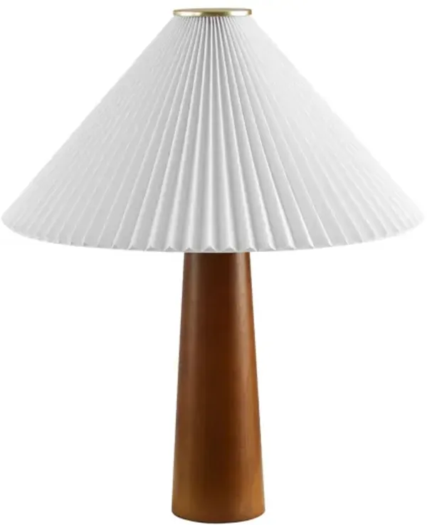 Jessica Wooden Base Table Lamp With Pleated Fabric Shade by Modway