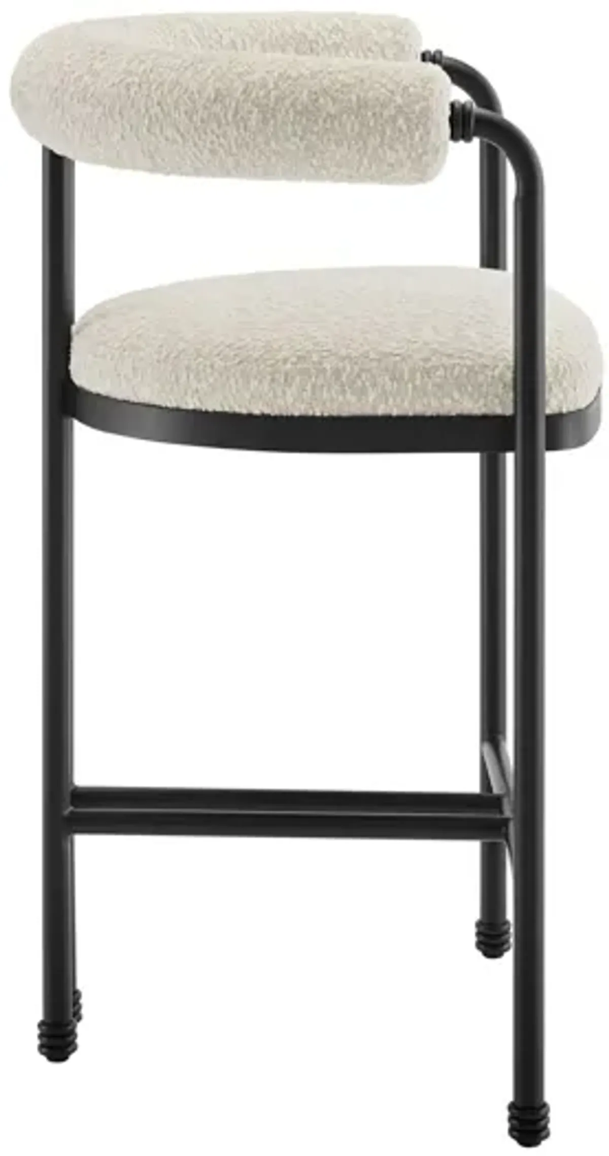 Turin Curved Back Boucle and Metal Counter Stool by Modway