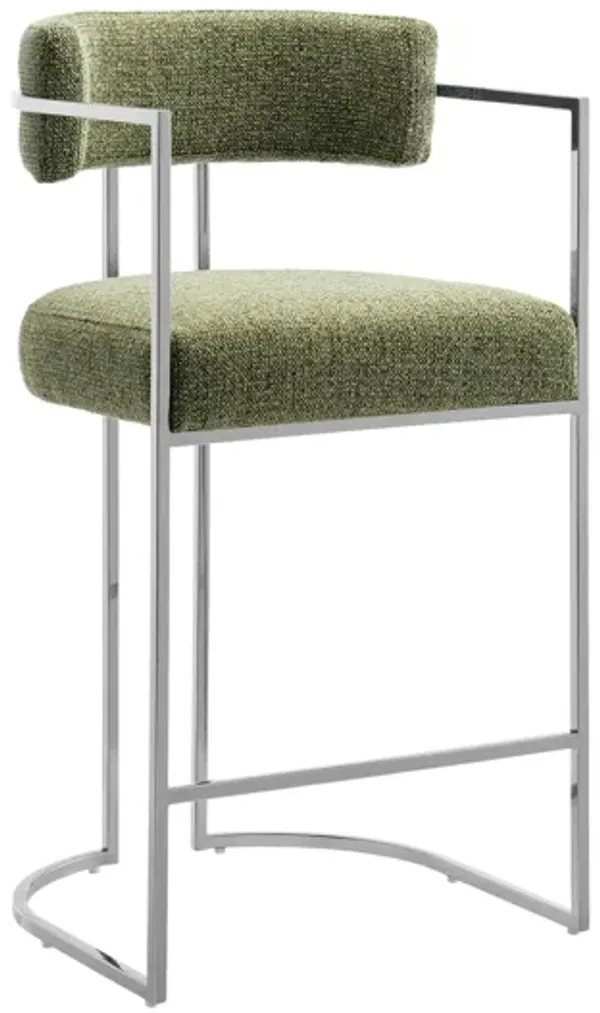 Huron Curved Back Fabric and Metal Counter Stool by Modway