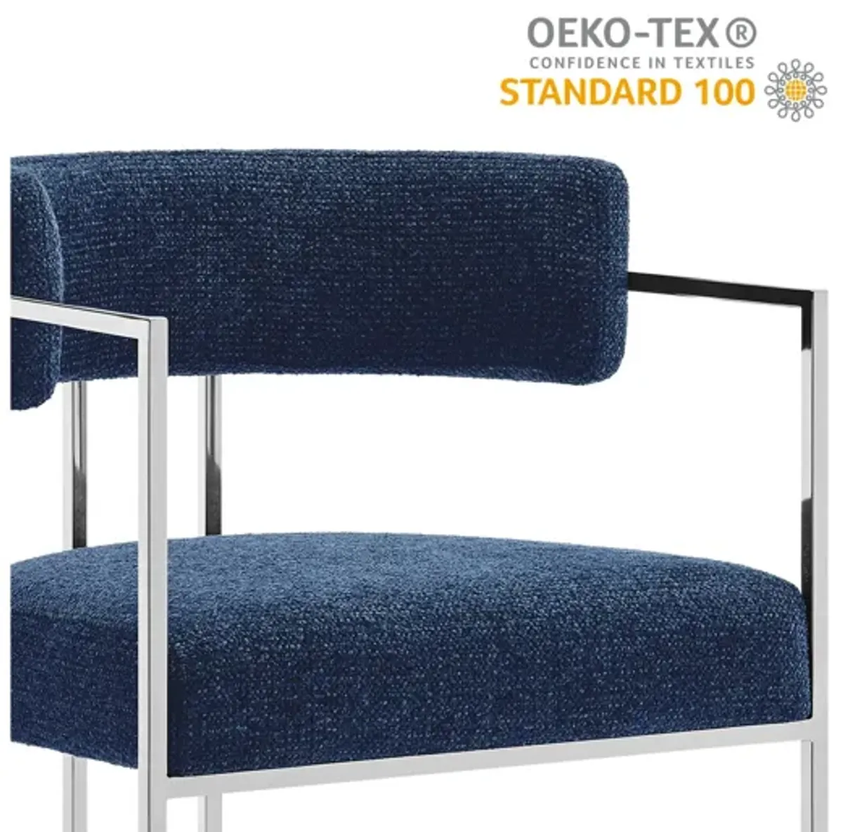 Huron Curved Back Fabric and Metal Dining Accent Chair by Modway