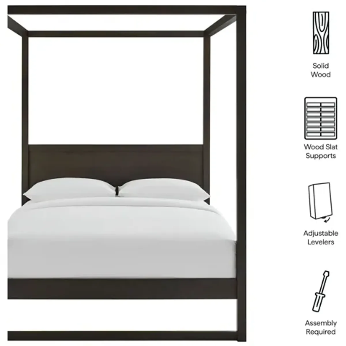 Alva Queen Wood Canopy Platform Bed by Modway