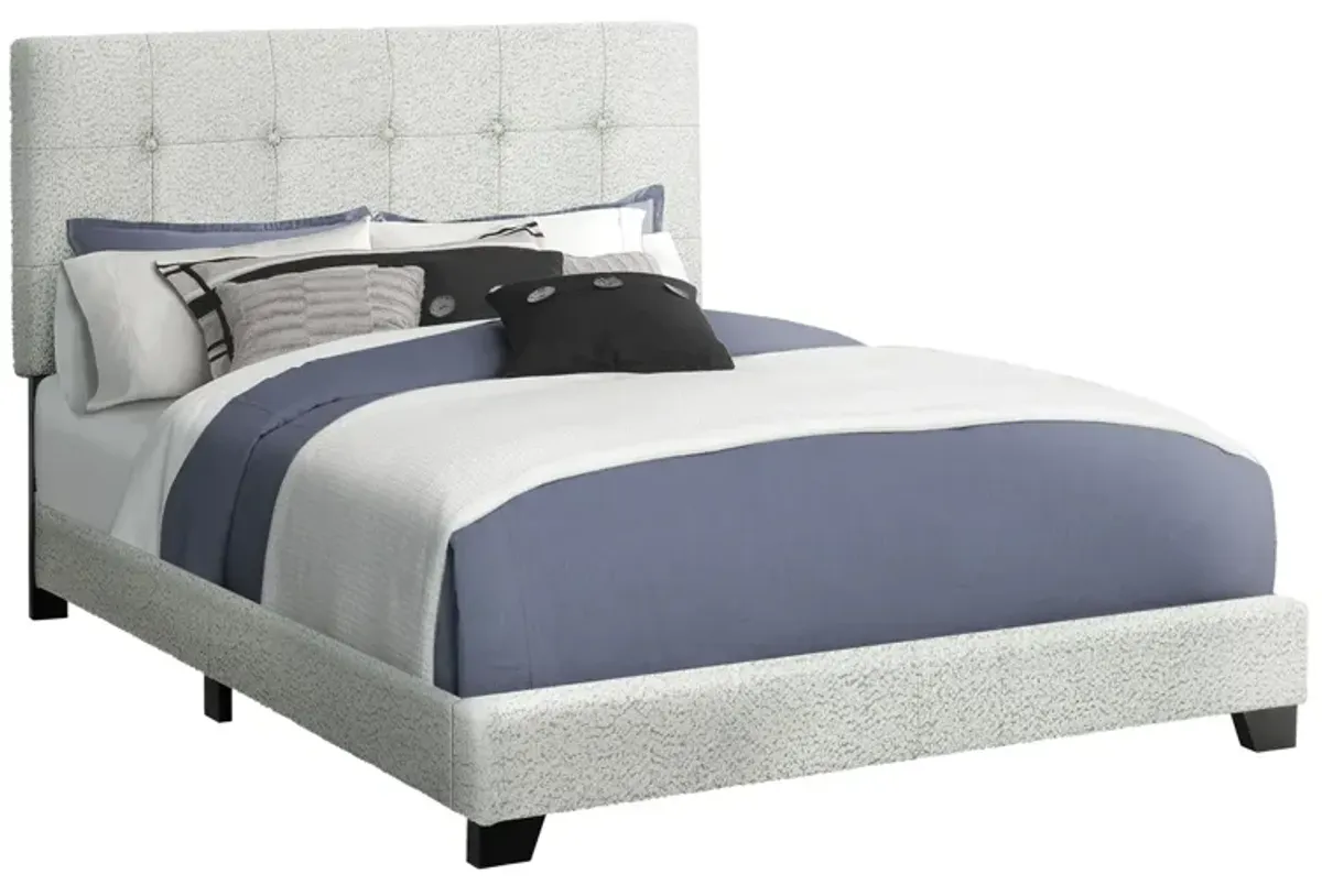 Monarch Specialties I 5801Q - Queen Size Light Grey Upholstered Bed Frame