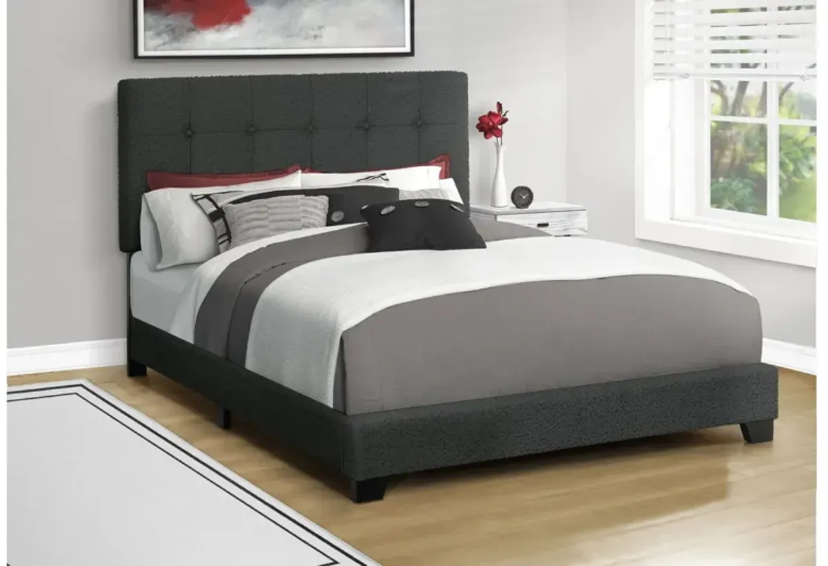 Monarch Specialties I 5805Q - Queen Size Black Upholstered Bed Frame
