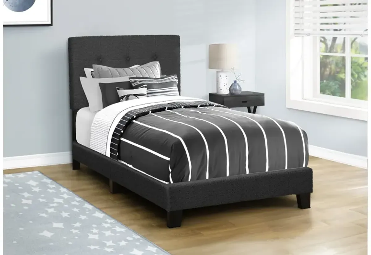 Monarch Specialties I 5805T - Twin Size Black upholstered Bed Frame