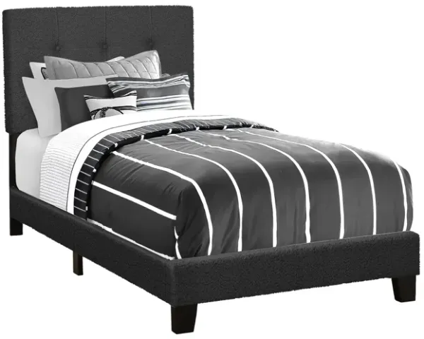 Monarch Specialties I 5805T - Twin Size Black upholstered Bed Frame