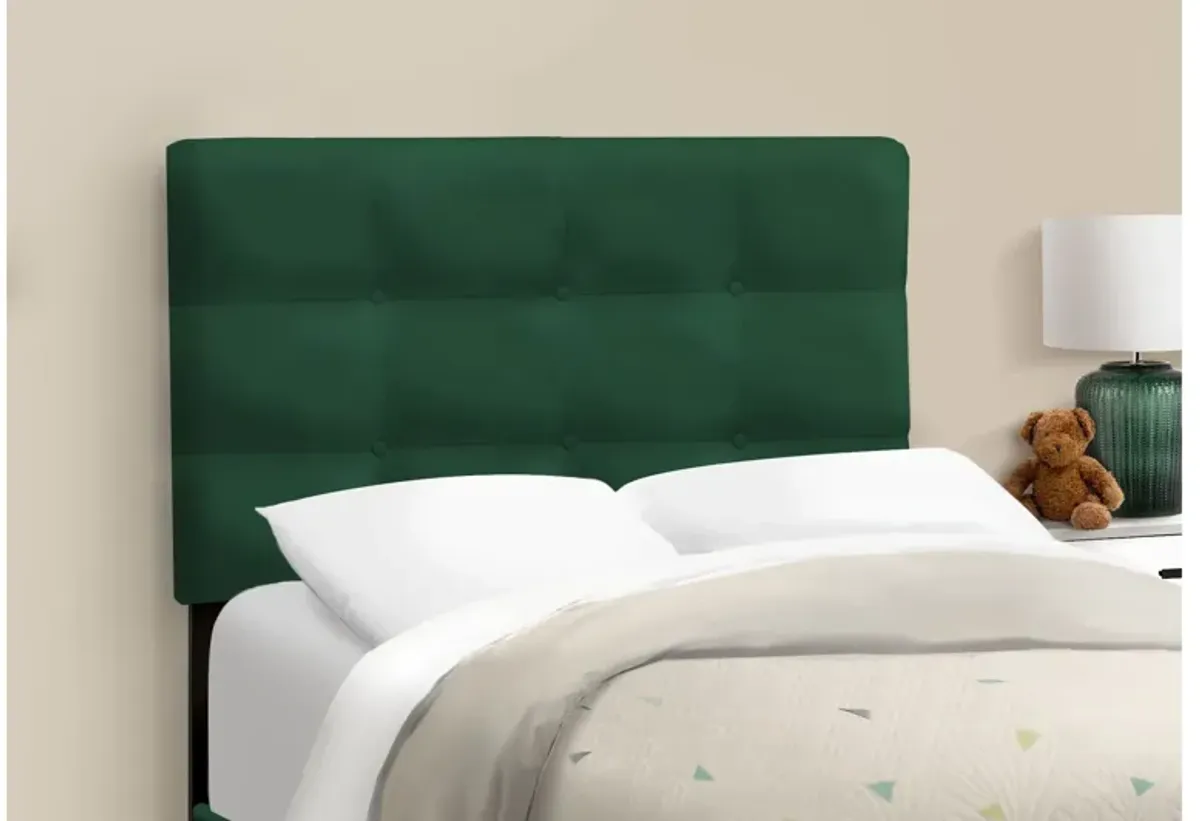 Monarch Specialties I 5917T - Twin Size Green Upholstered Bed Frame
