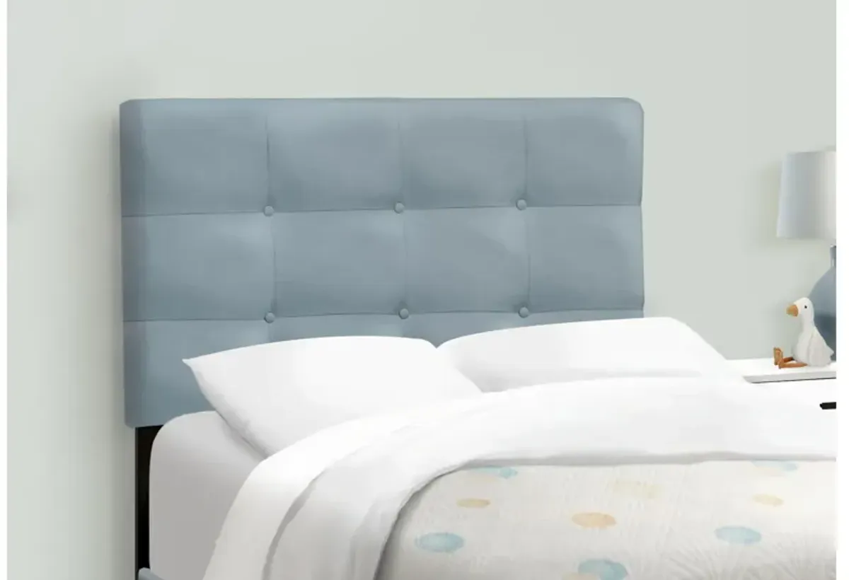 Monarch Specialties I 5919T - Twin Size Light Blue Upholstered Bed Frame