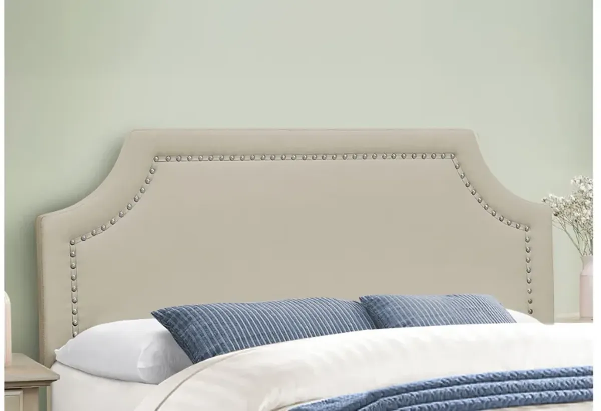 Monarch Specialties I 6036Q - Queen Size Beige Linen Upholstered Bed Frame
