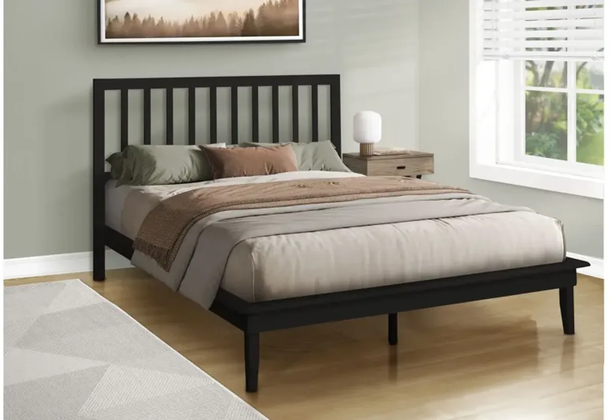 Monarch Specialties I 6060Q - Queen Size Black Platform Bed Frame