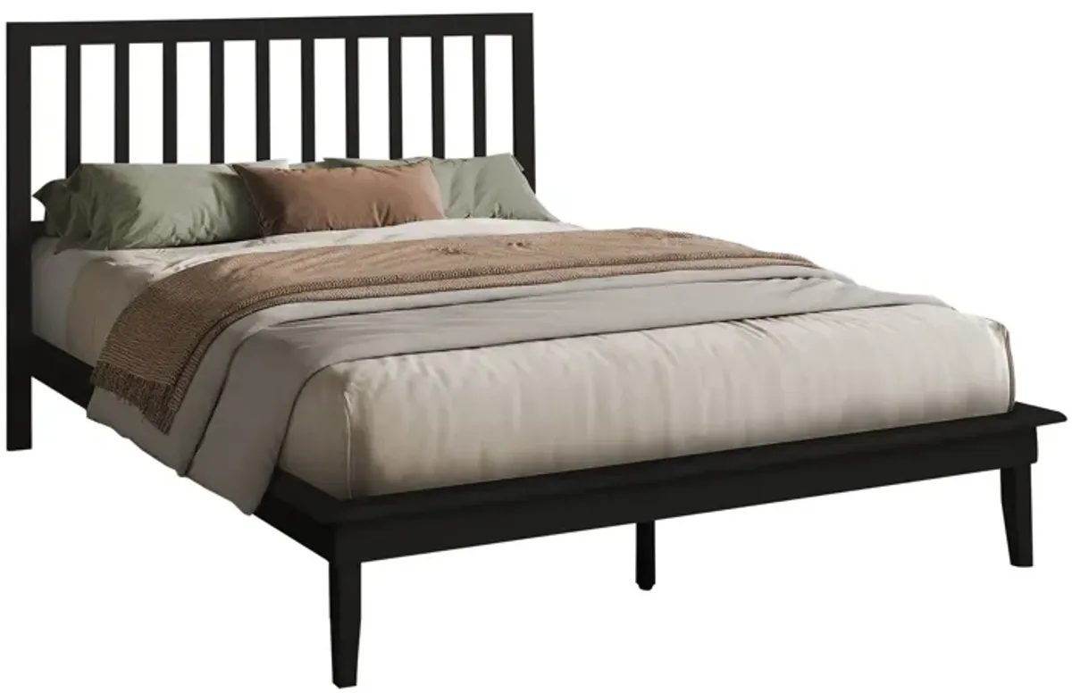 Monarch Specialties I 6060Q - Queen Size Black Platform Bed Frame