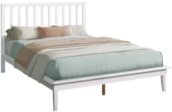 Monarch Specialties I 6061Q - Queen Size White Platform Bed Frame