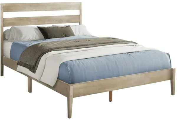 Monarch Specialties I 6065Q - Queen Size Grey Platform Bed Frame