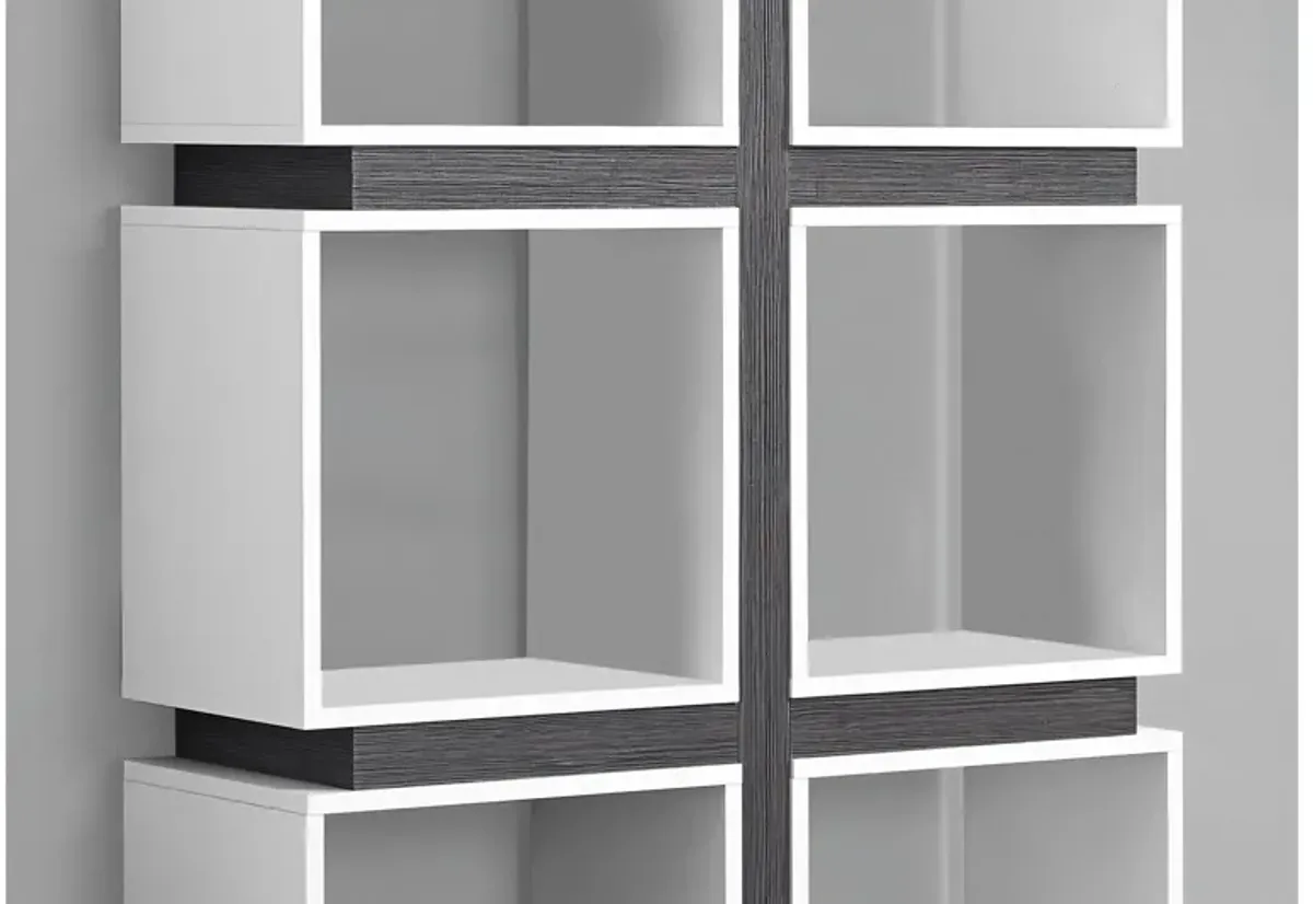 Monarch Specialties I 7076 - 71" Grey and White Bookshelf