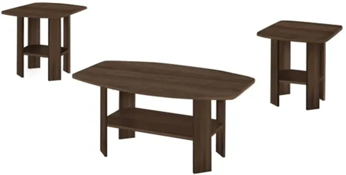 Monarch Specialties I 7872P - Three Piece Walnut Table Set