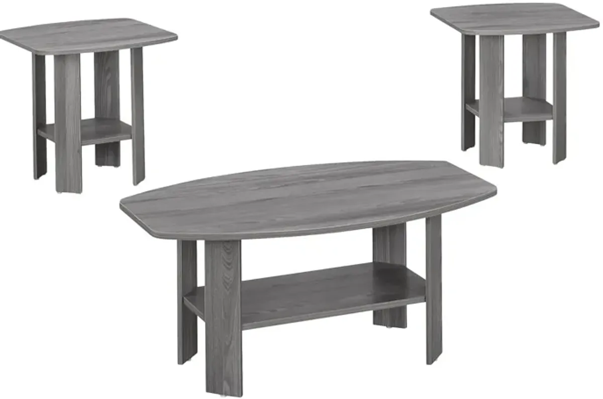 Monarch Specialties I 7925P - Three Piece Grey Table Set