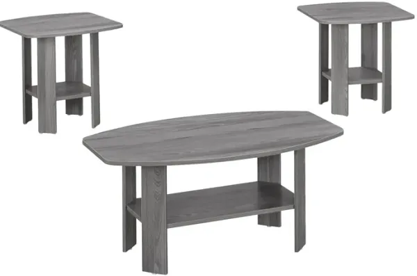 Monarch Specialties I 7925P - Three Piece Grey Table Set