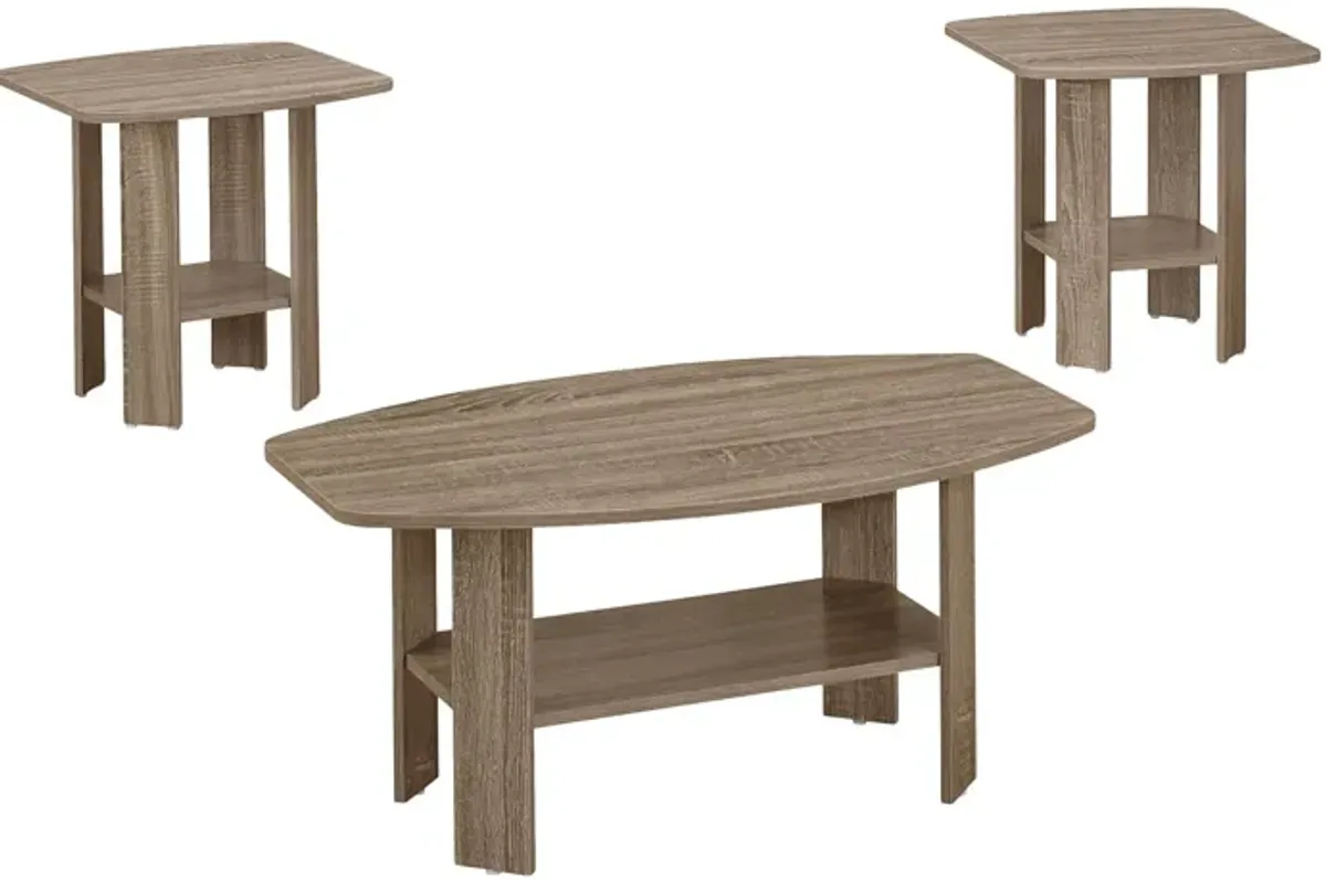 Monarch Specialties I 7927P - Three Piece Brown Table Set