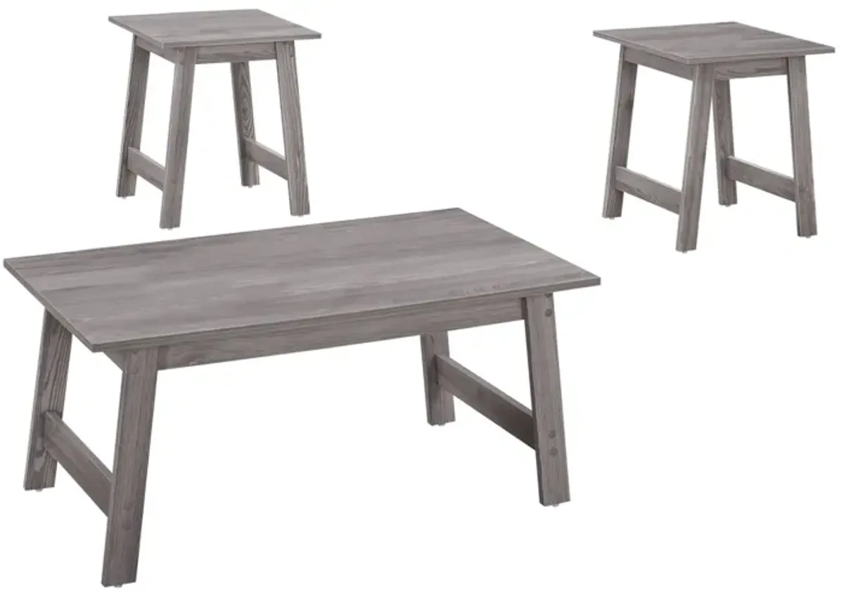 Monarch Specialties I 7932P - Three Piece Grey Table Set