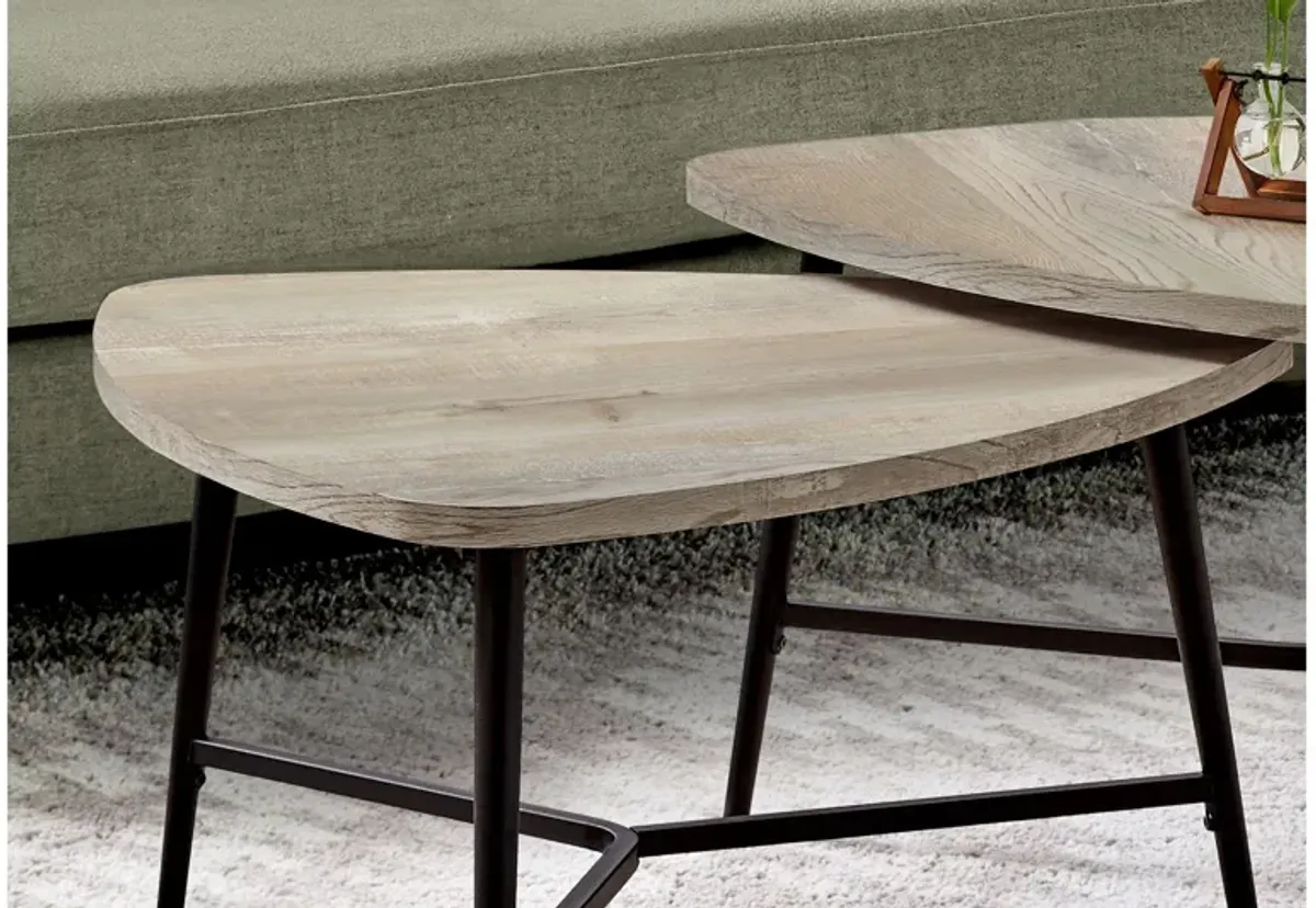 Monarch Specialties I 7939P - Two Piece Beige and Black Metal Table Set