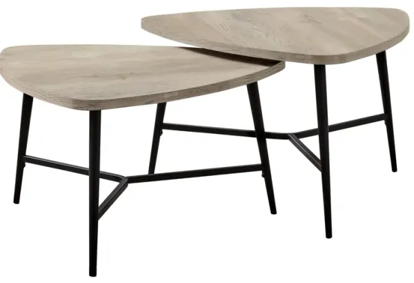 Monarch Specialties I 7939P - Two Piece Beige and Black Metal Table Set