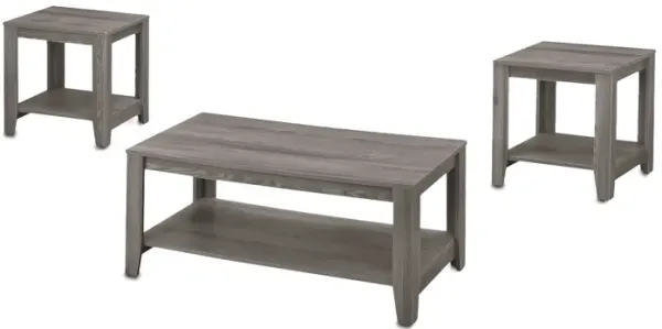 Monarch Specialties I 7991P - Three Piece Grey Table Set