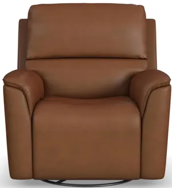Oliver Caramel Leather Triple Power Swivel Glider Recliner