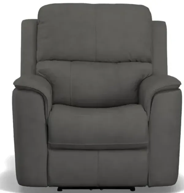 Oliver Charcoal Leather Triple Power Swivel Glider Recliner