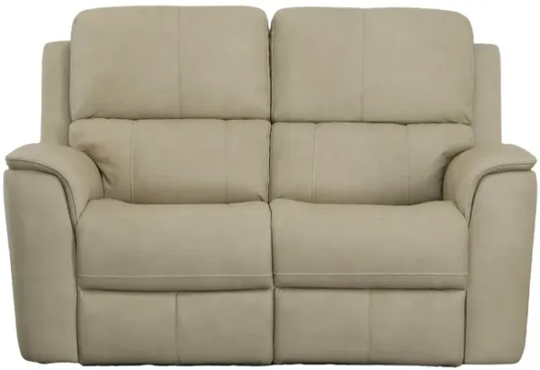 Oliver Beige Leather Triple Power Reclining Loveseat