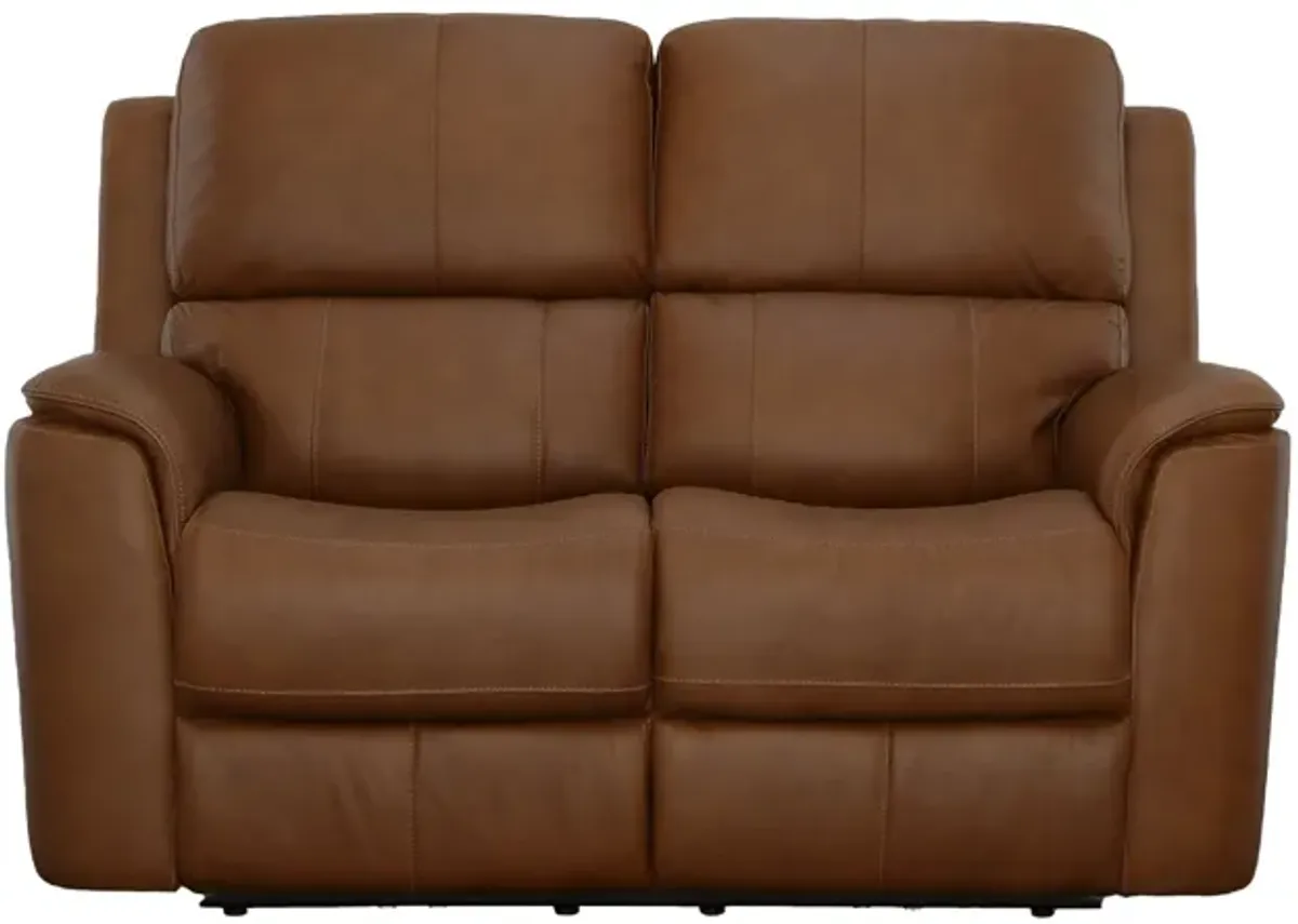 Oliver Caramel Leather Triple Power Reclining Loveseat