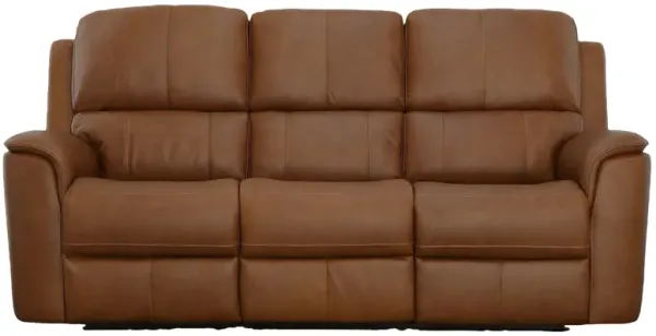 Oliver Caramel Leather Triple Power Reclining Sofa