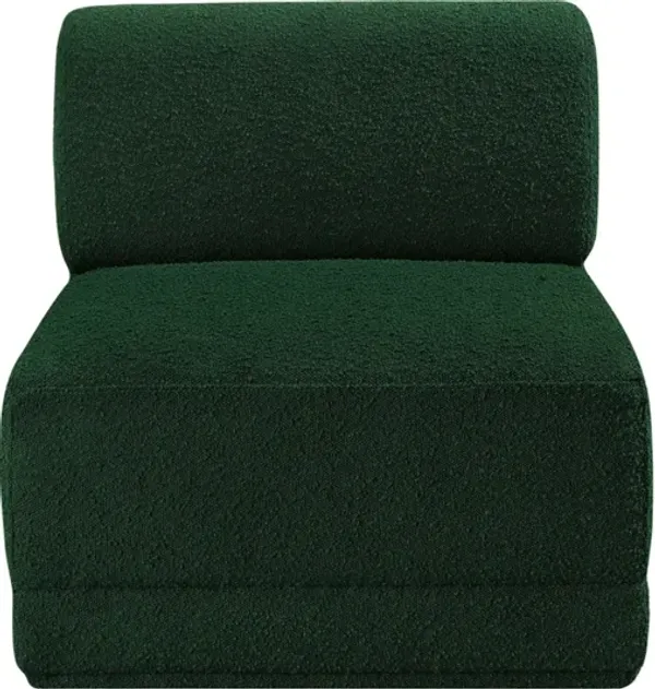 Ollie Boucle Green Armless Chair