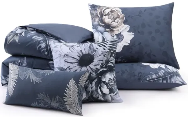 Forget Me Not 5 Piece 100% Cotton Reversible Comforter Set - Queen