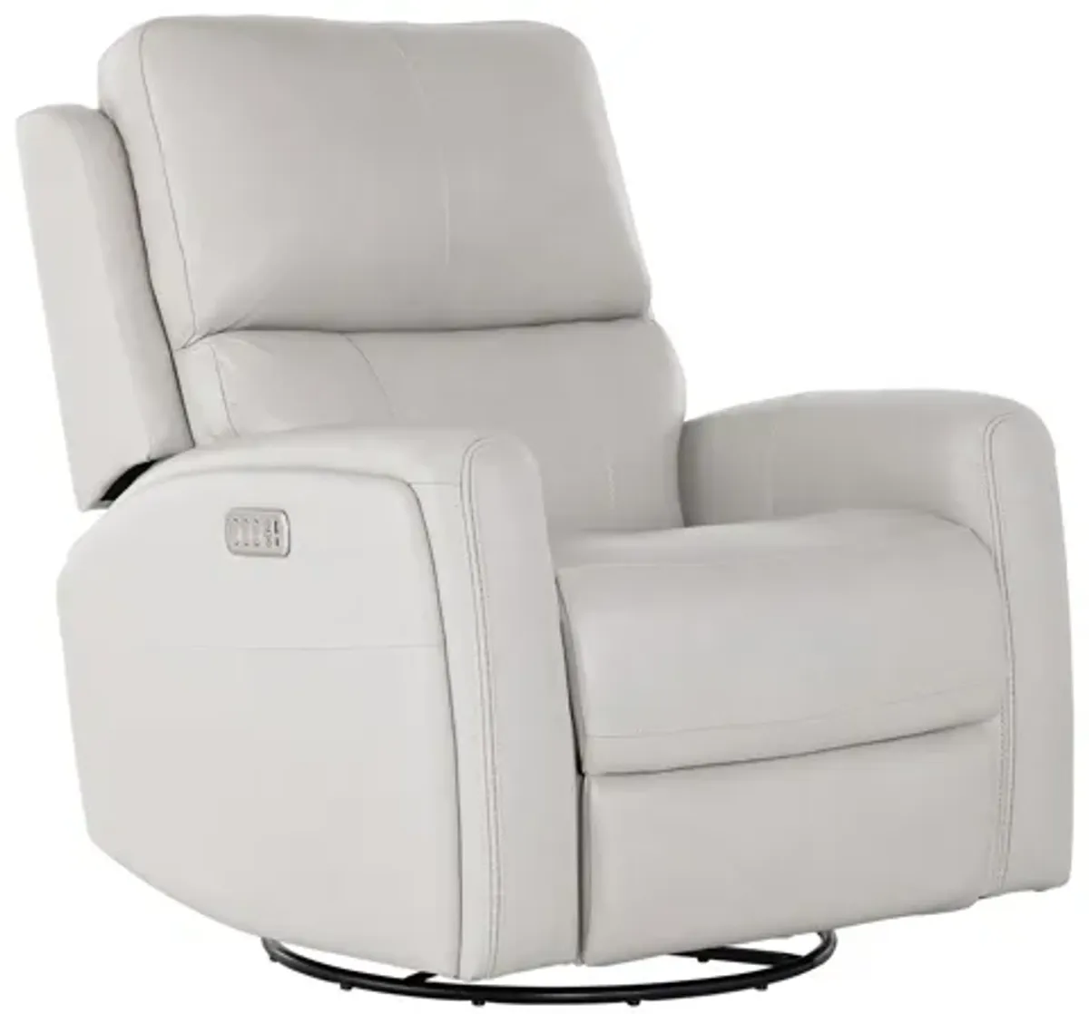 Linton Cream Leather Triple Power Swivel Glider Recliner with Heat & Massage